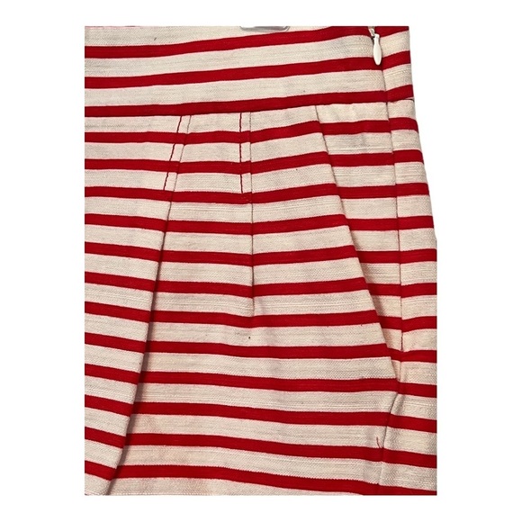 J. CREW RED AND WHITE STRIPED PLEATED SHORTS COTTON LINEN POCKETS SIZE 8 - Picture 3 of 8